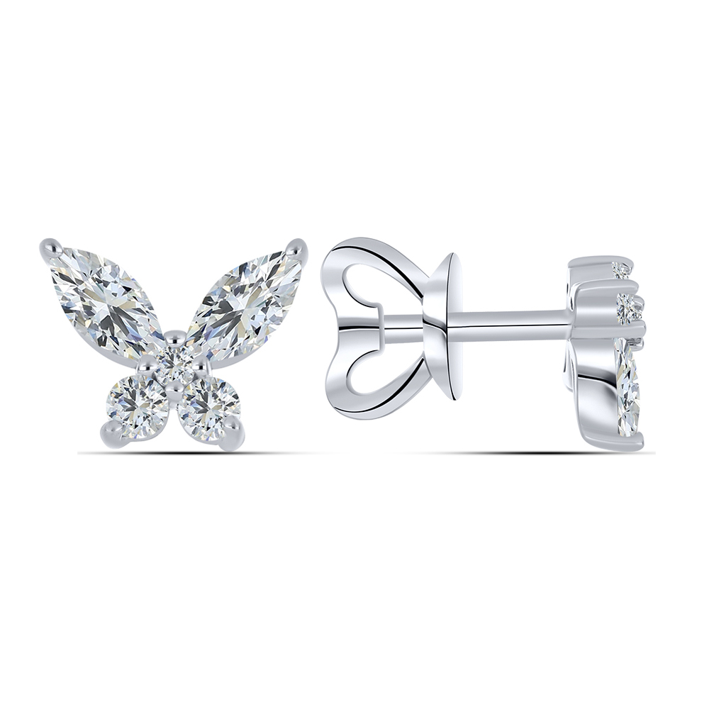 Cercei Pusete din argint  cu pietre Cubic Zirconia Incolor