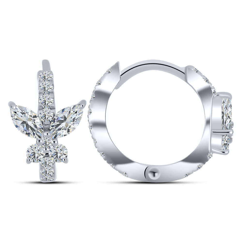 Cercei Creole din argint  cu pietre Cubic Zirconia Incolor