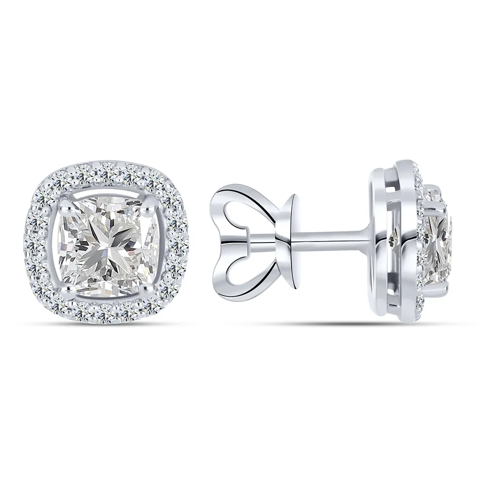 Cercei Pusete din argint cu Cubic Zirconia Incolor, Topaz albastru