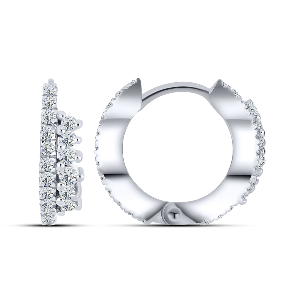 Cercei Creole din argint  cu pietre Cubic Zirconia Incolor