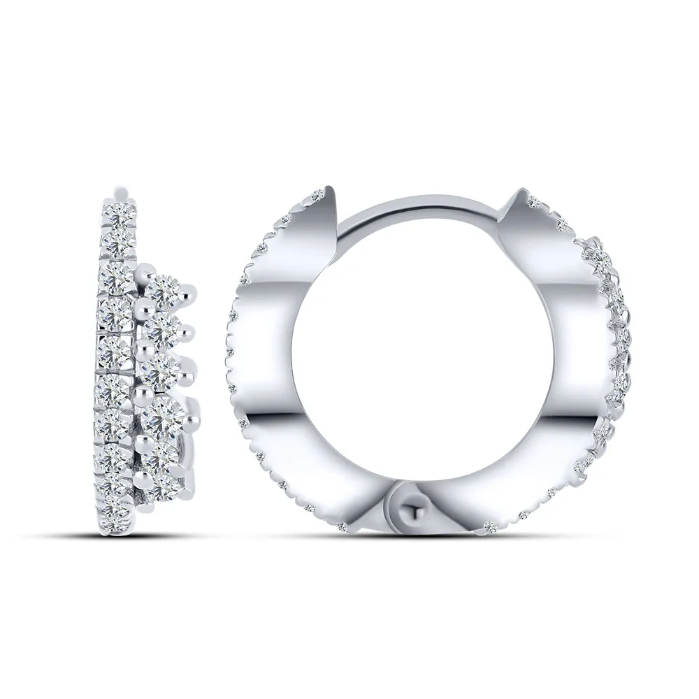 Cercei Creole din argint cu Cubic Zirconia Incolor