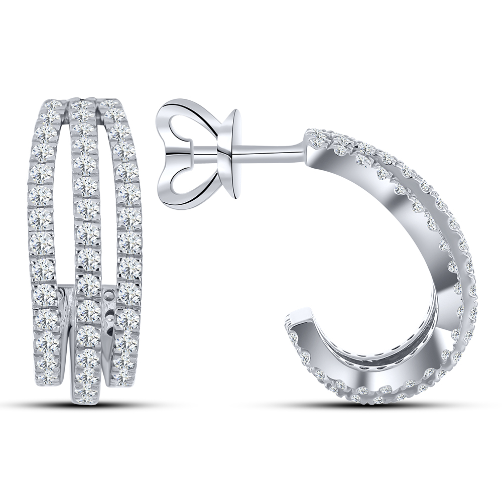 Cercei Pusete din argint  cu pietre Cubic Zirconia Incolor