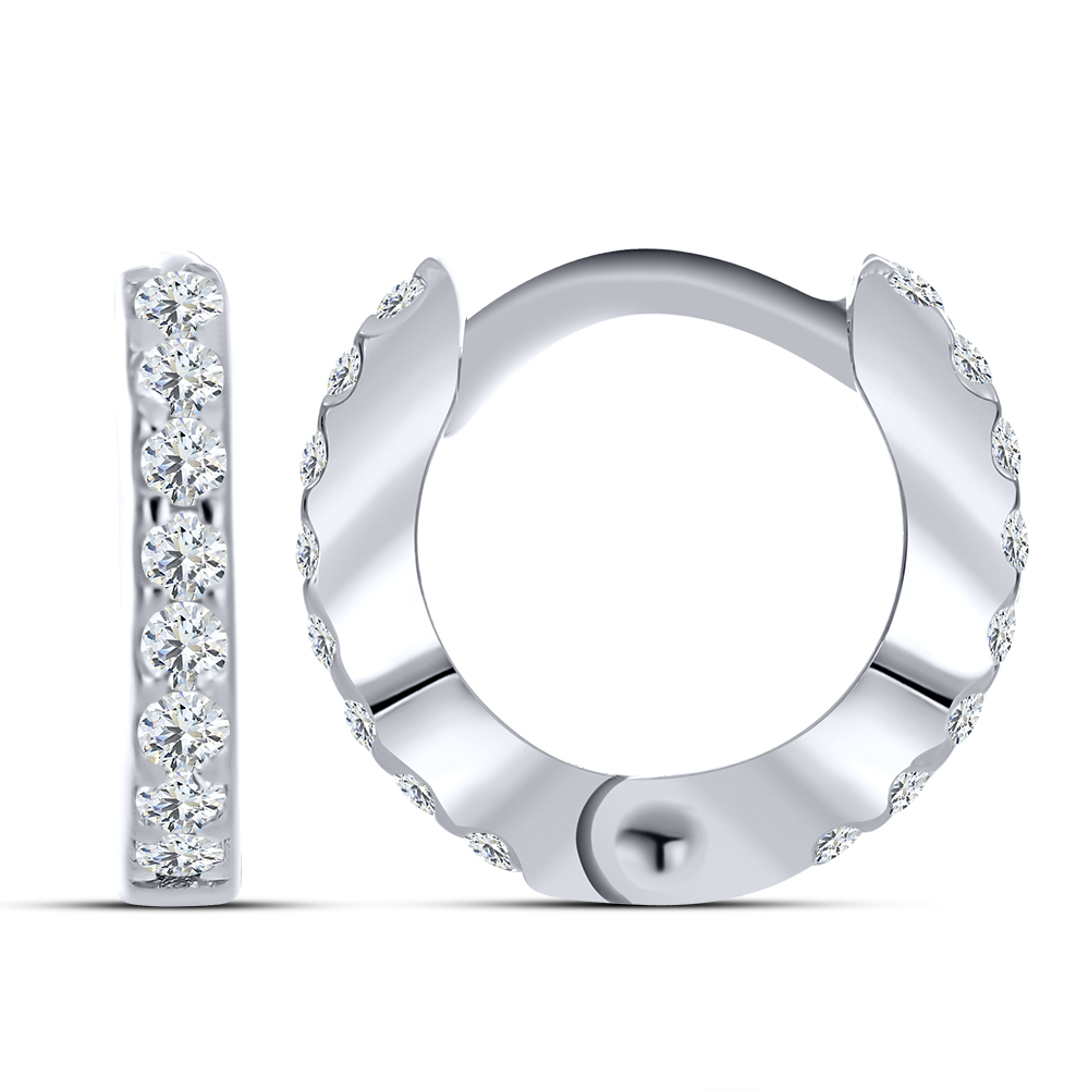 Cercei Creole din argint  cu pietre Cubic Zirconia Incolor