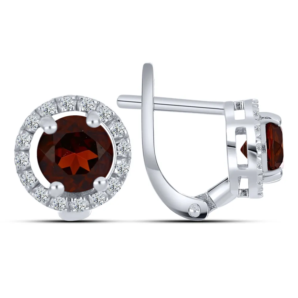 Cercei din argint cu Cubic Zirconia Incolor, Granat