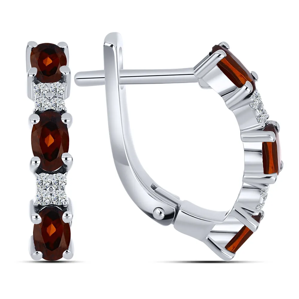 Cercei din argint cu Cubic Zirconia Incolor, Granat