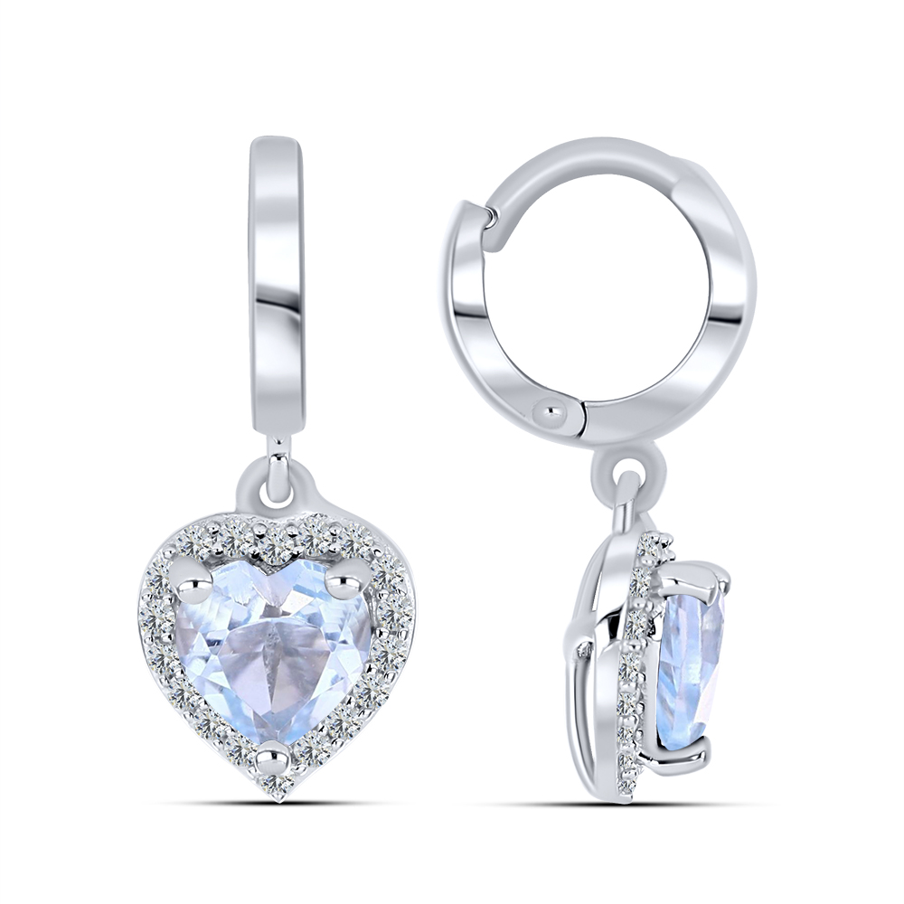 Cercei Creole din argint cu Cubic Zirconia Incolor, Topaz albastru