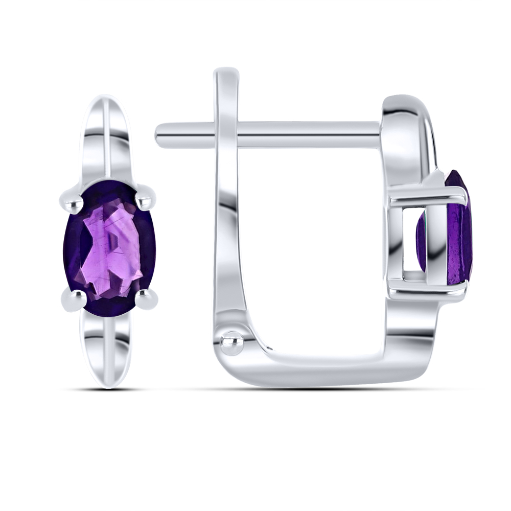 Серьги из серебра с камнями Аметист