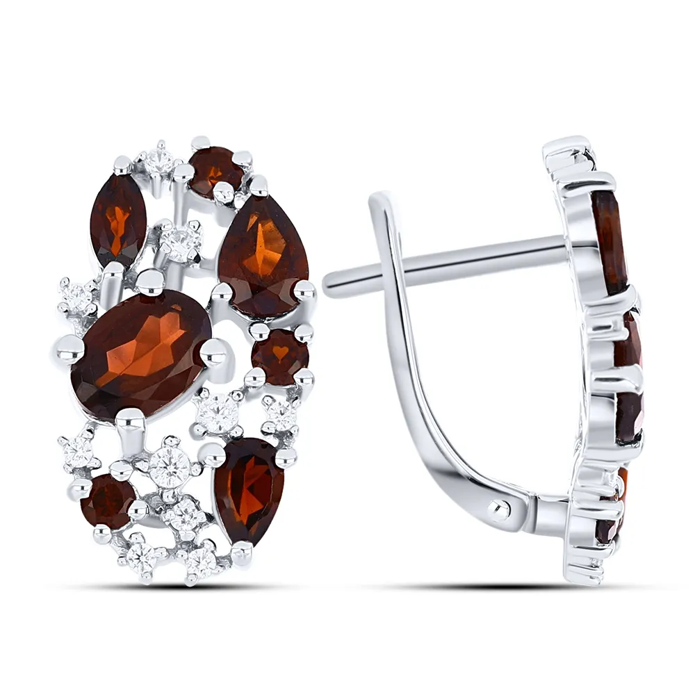 Cercei din argint cu Cubic Zirconia Incolor, Granat