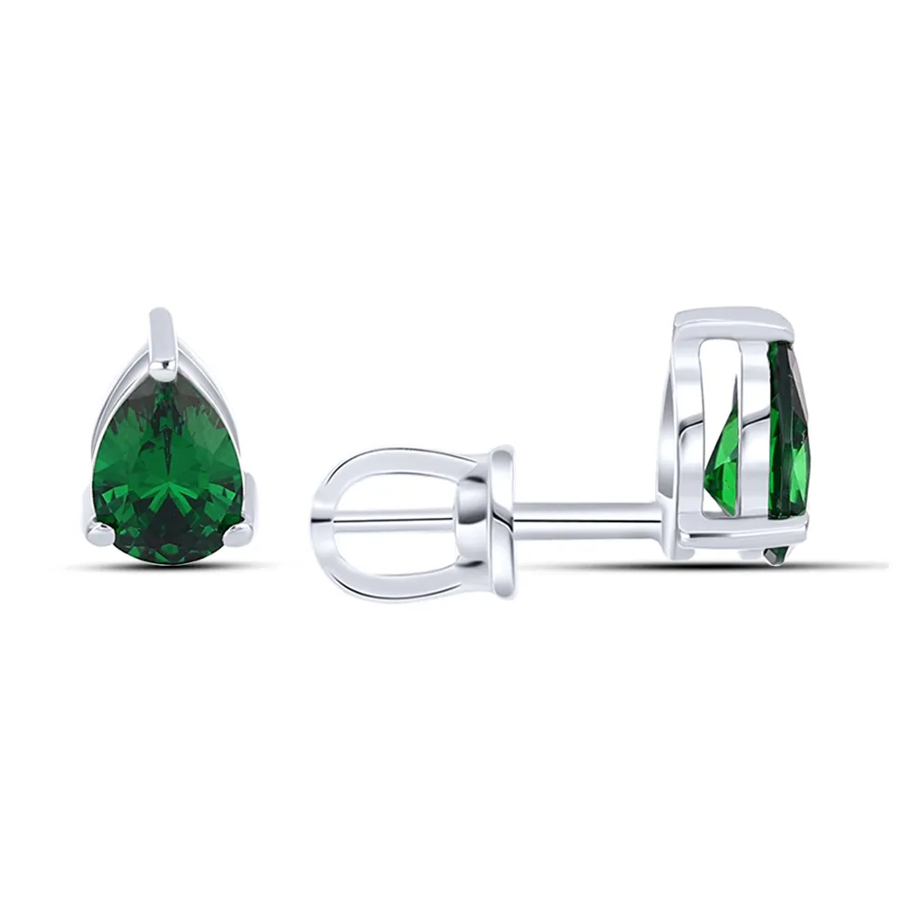 Cercei Pusete din argint cu Cubic Zirconia Verde