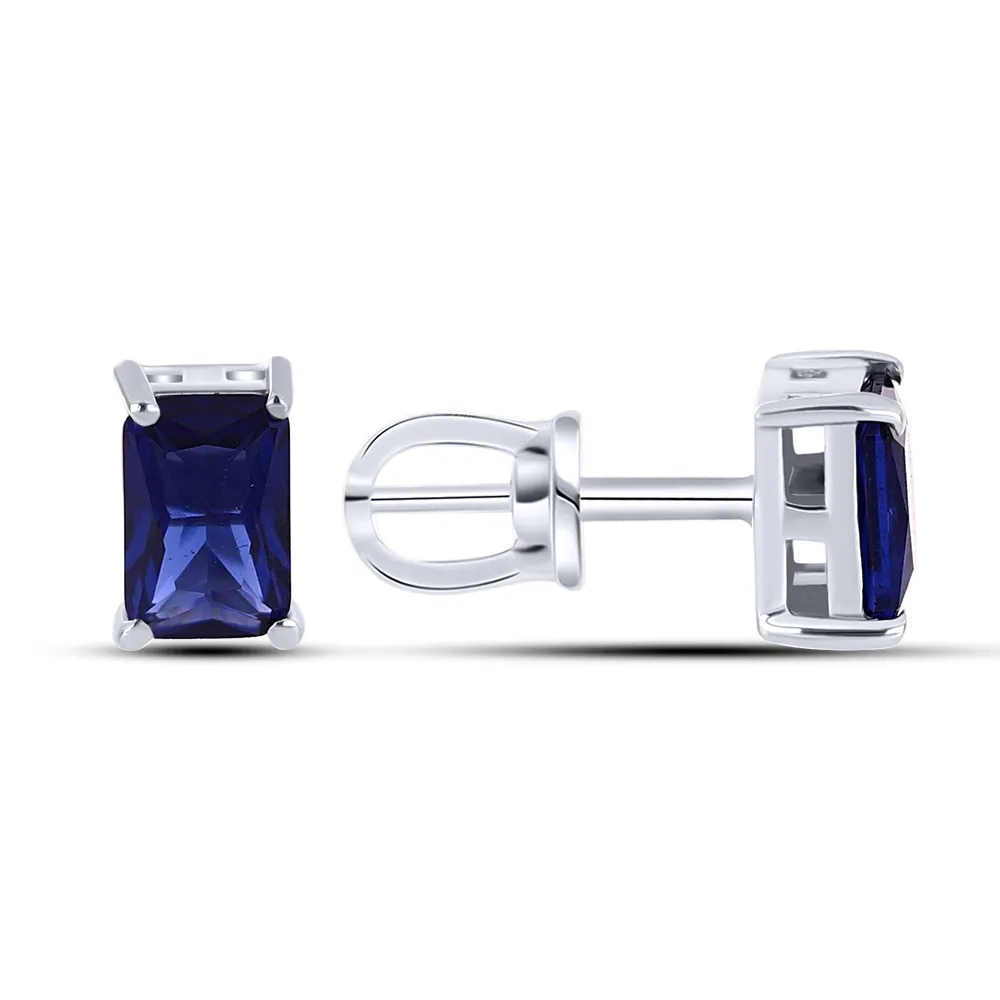 Cercei Pusete din argint cu Cubic Zirconia Albastru Safir