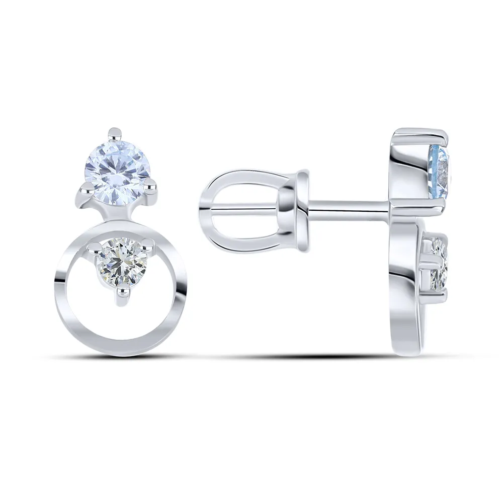 Cercei Pusete din argint cu Cubic Zirconia Incolor, Cubic Zirconia Albastru