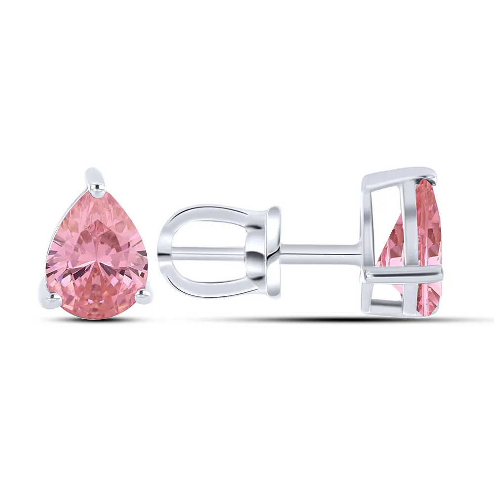Cercei Pusete din argint cu Cubic Zirconia Roz