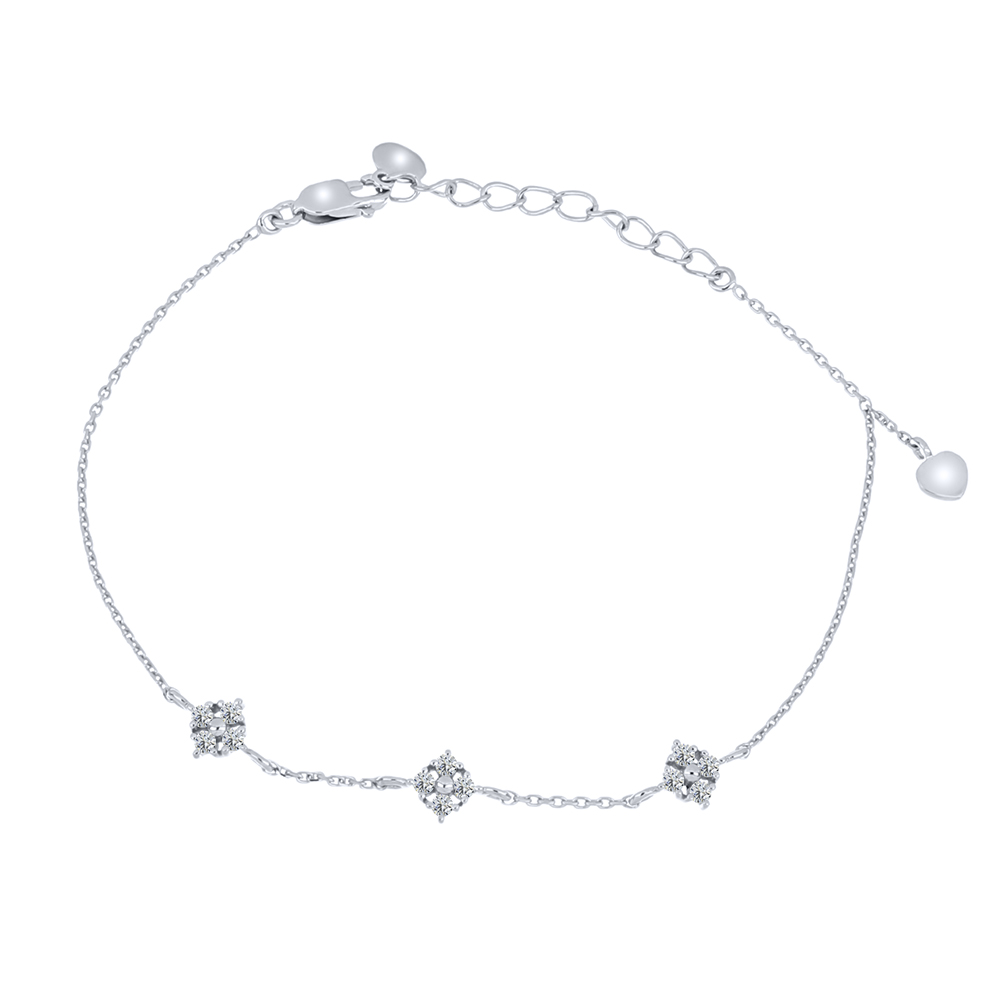 Brățară Love din aur alb cu pietre Cubic Zirconia Incolor