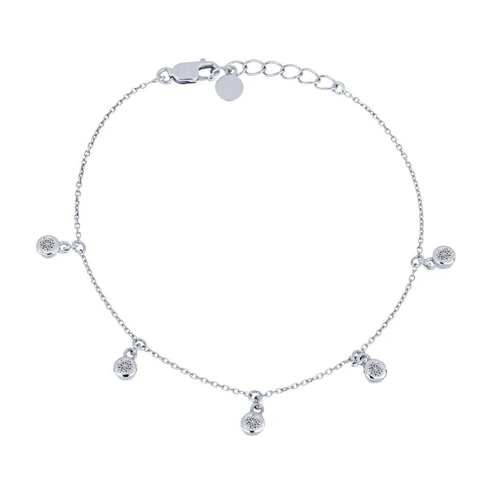 Браслет из белого золота с камнями Бриллиант