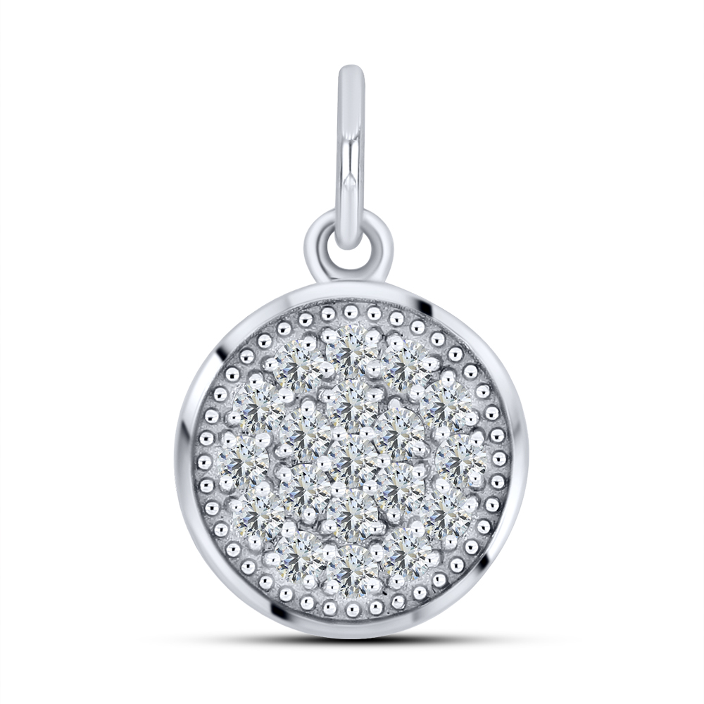 Pandantiv din aur alb cu pietre Cubic Zirconia Incolor