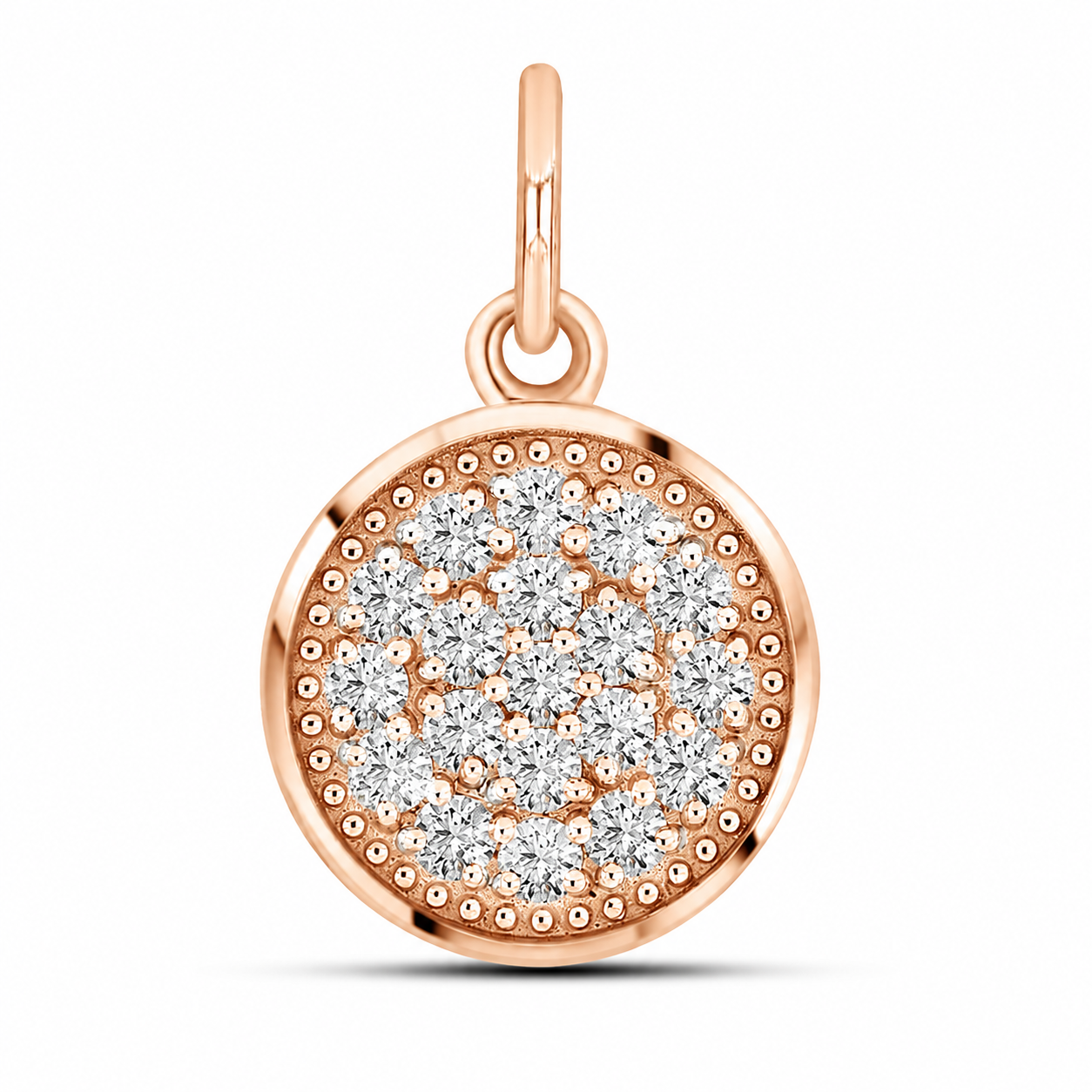 Pandantiv din aur roșu cu pietre Cubic Zirconia Incolor