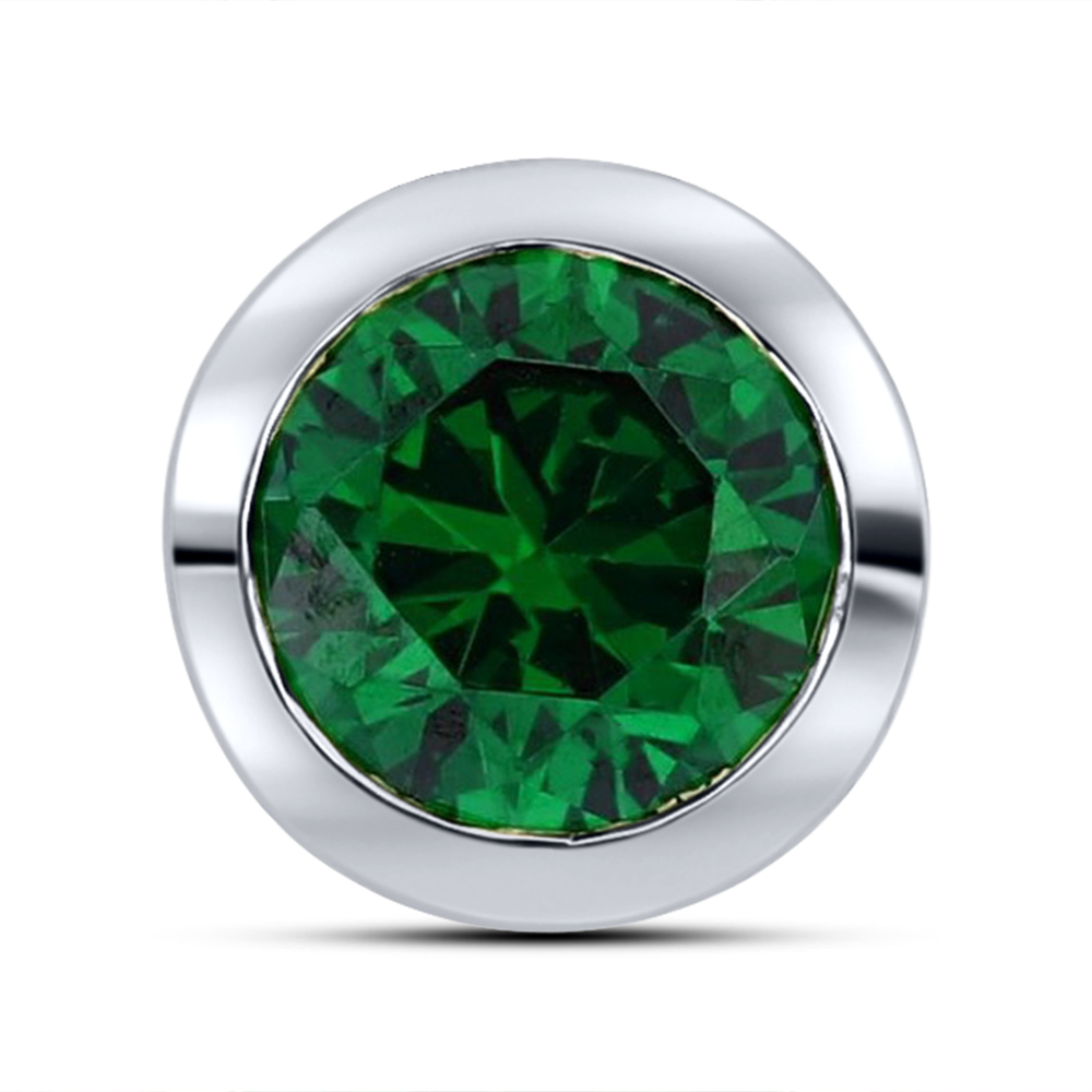 Pandantiv din aur alb cu pietre Cubic Zirconia Verde