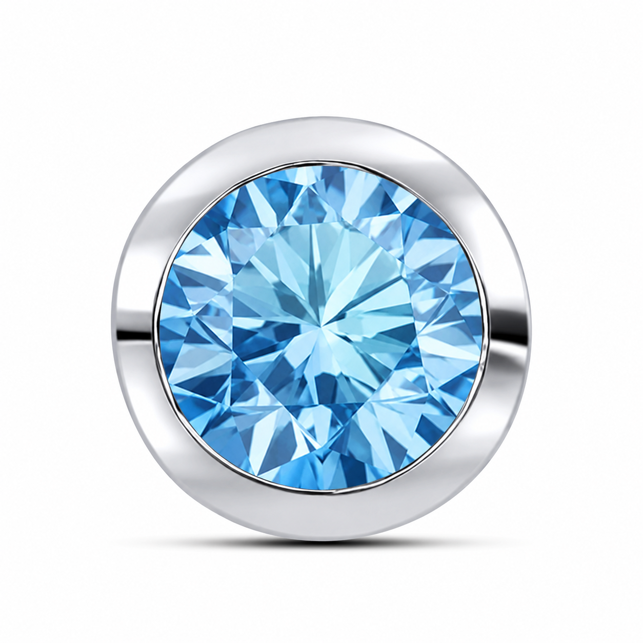 Pandantiv din aur alb cu pietre Cubic Zirconia Albastru