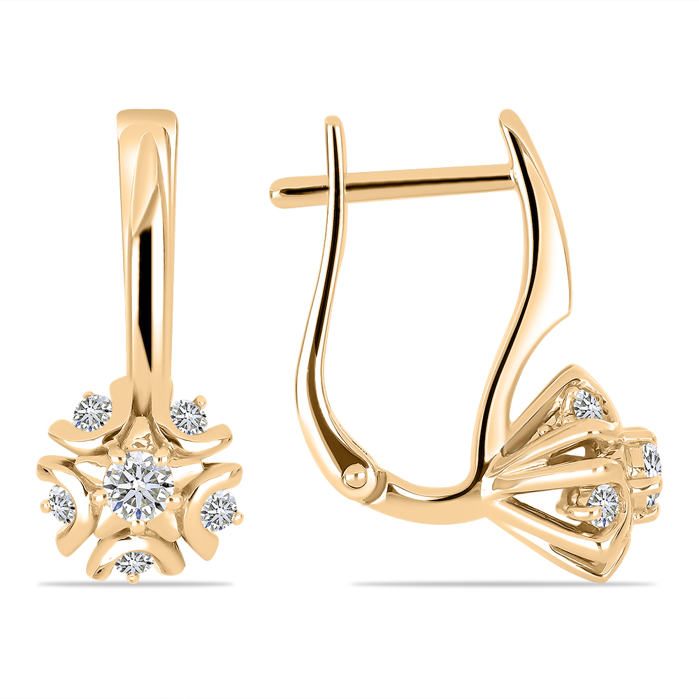 Cercei din aur roșu cu pietre Diamant