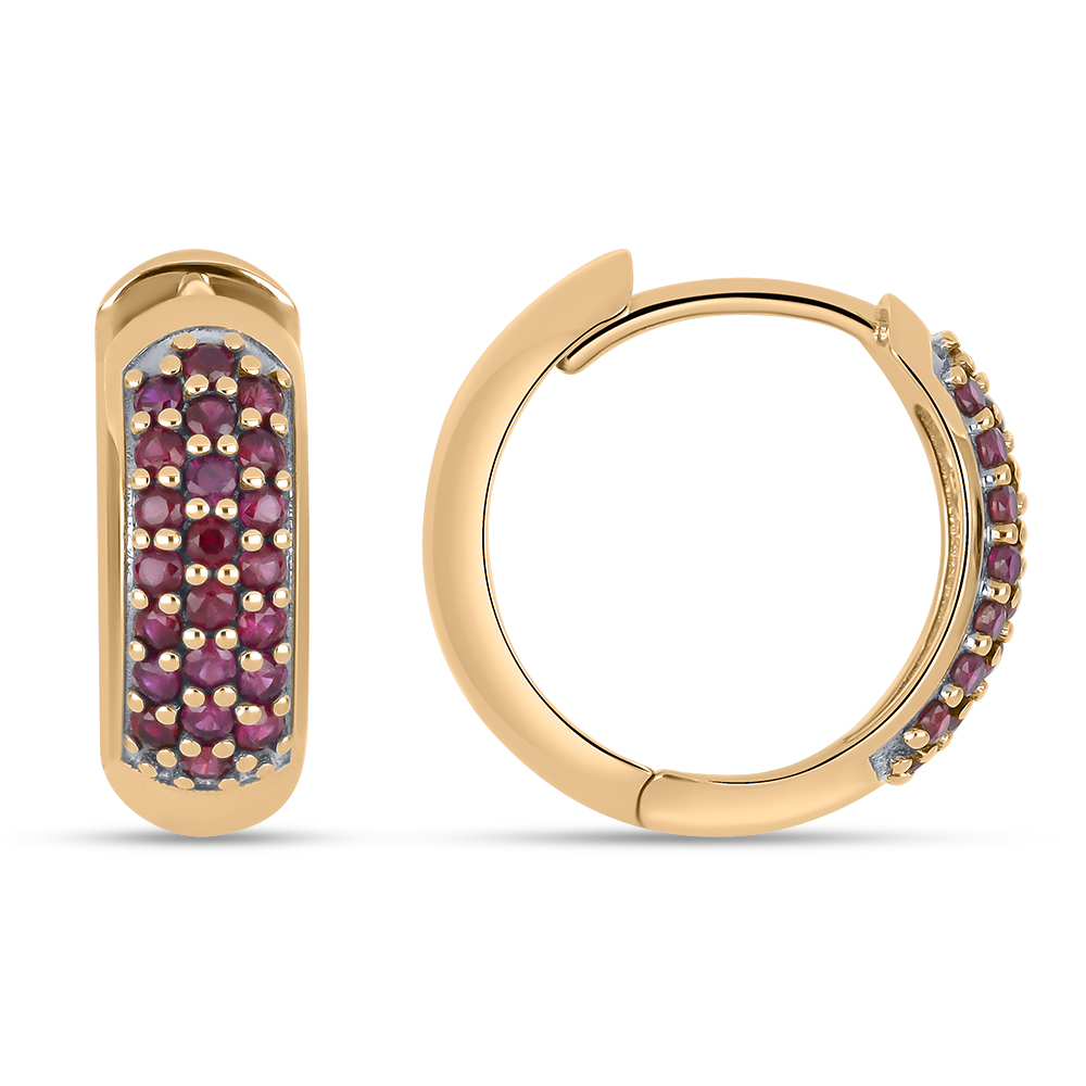 Серьги Конго из красного золота с камнями Рубин