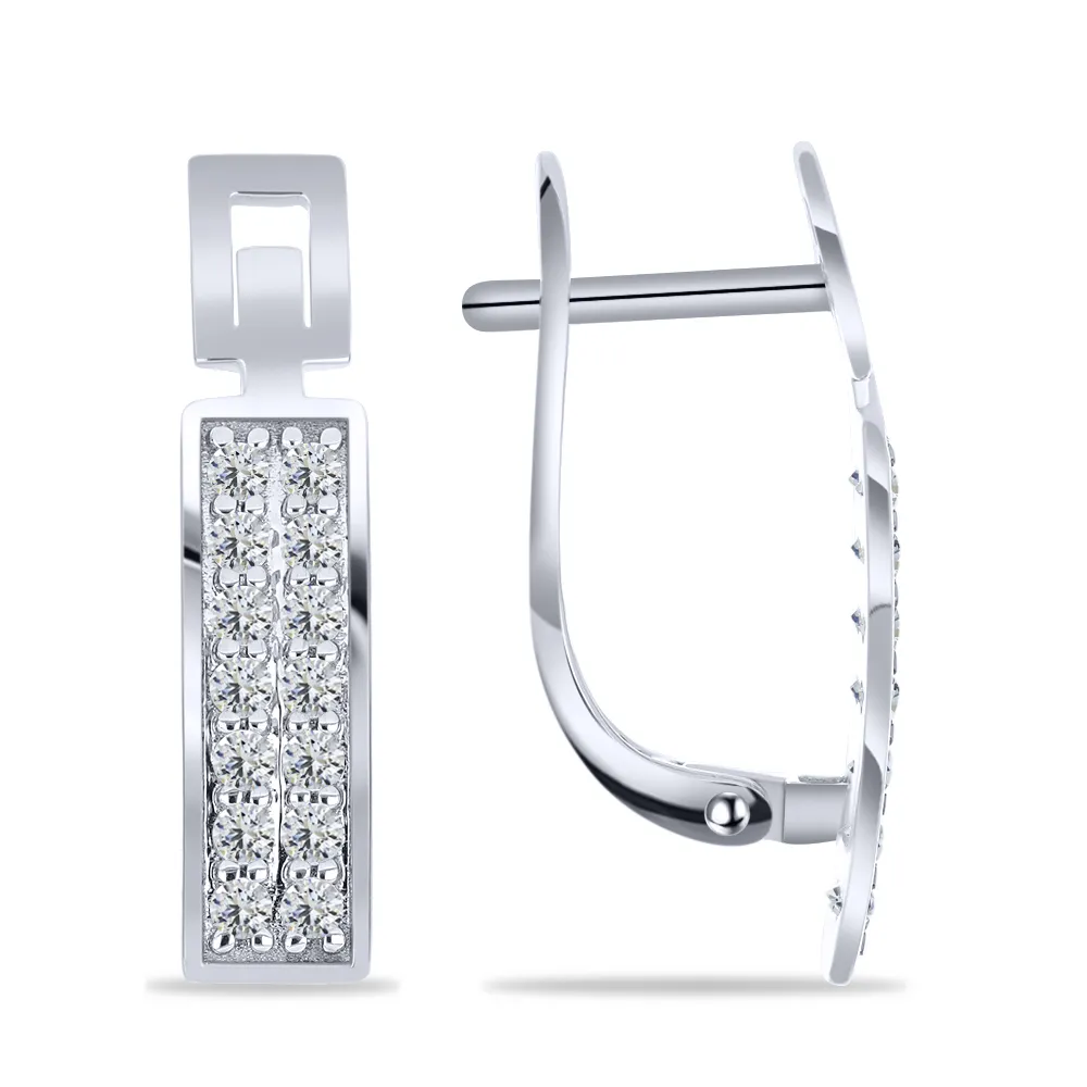 Cercei din aur alb cu Cubic Zirconia Incolor