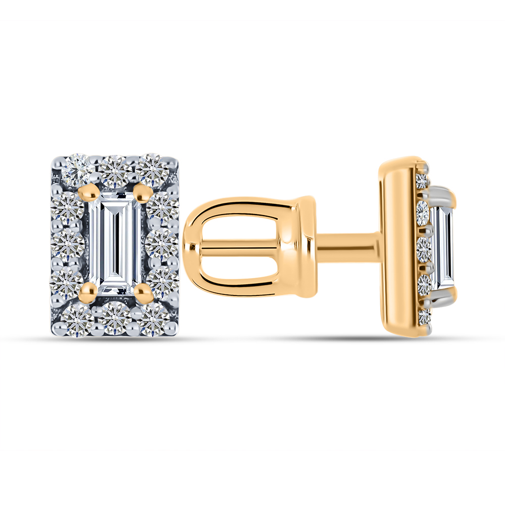 Серьги Пусеты из красного золота с камнями Бриллиант