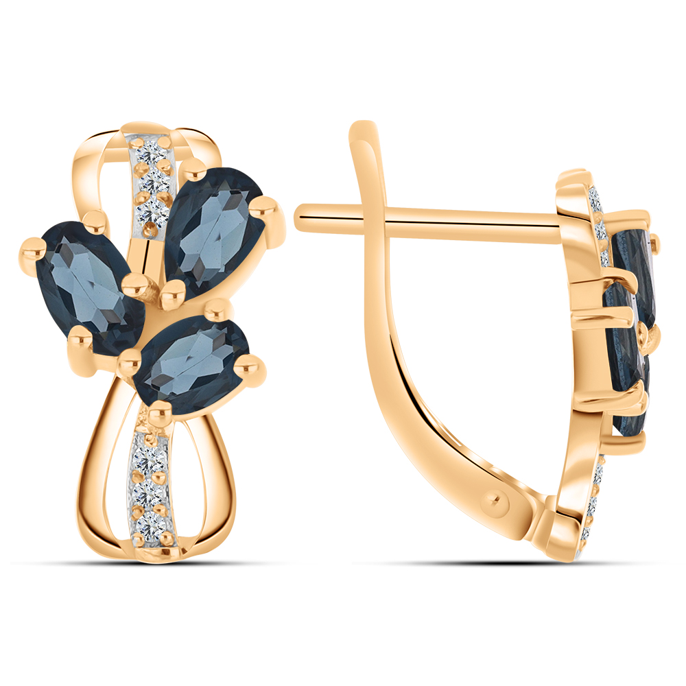 Cercei din aur roșu cu pietre Cubic Zirconia Incolor, Topaz London