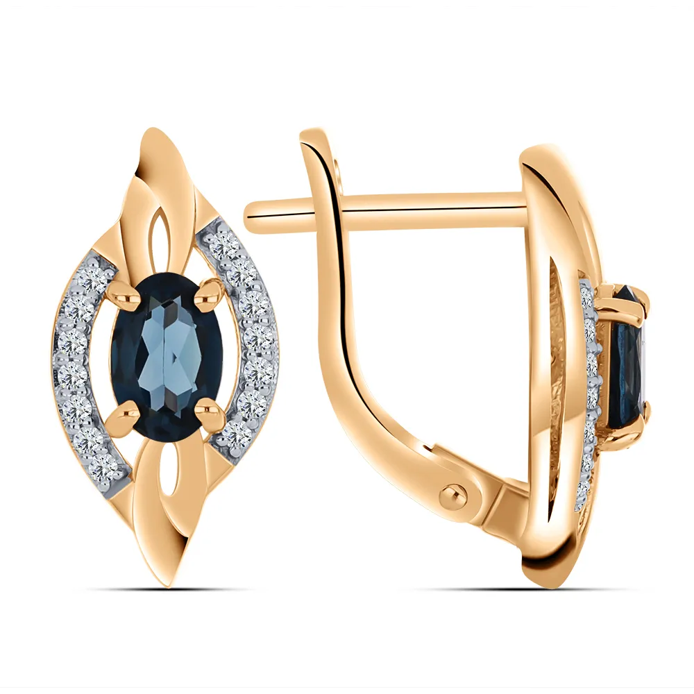 Cercei din aur roșu cu Cubic Zirconia Incolor, Topaz London