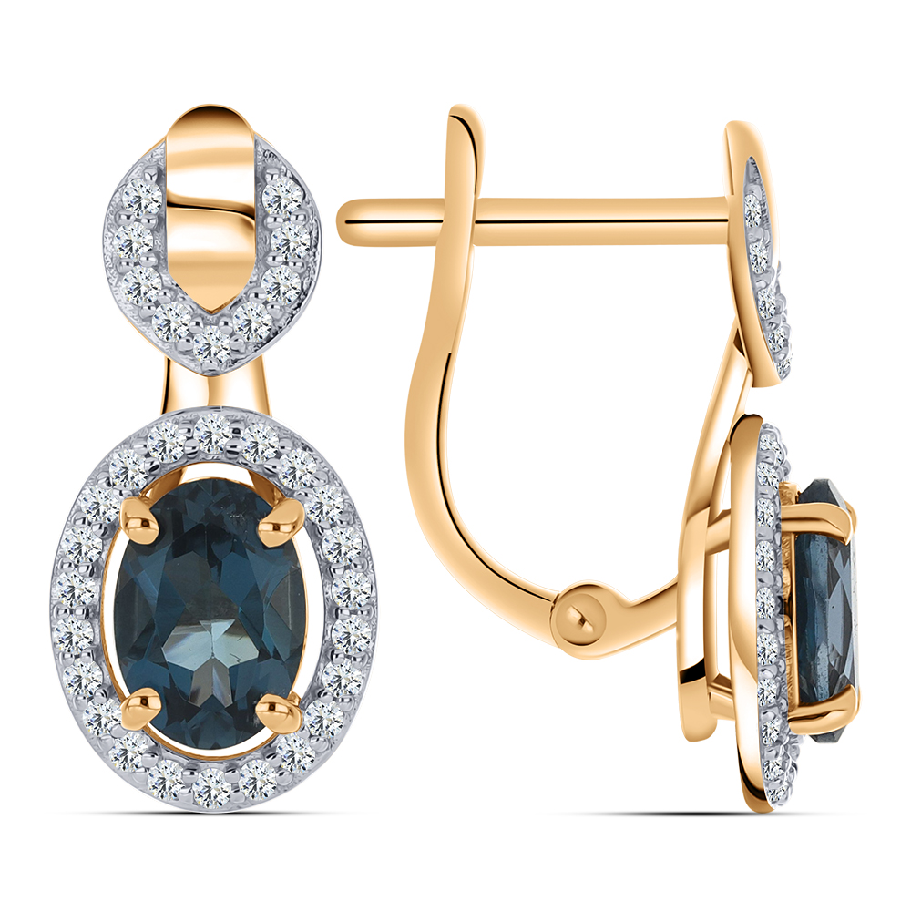 Cercei din aur roșu cu pietre Cubic Zirconia Incolor, Topaz London
