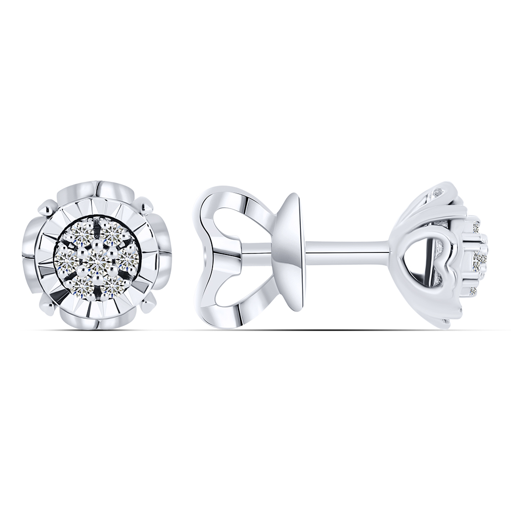 Cercei Pusete din aur alb cu pietre Diamant