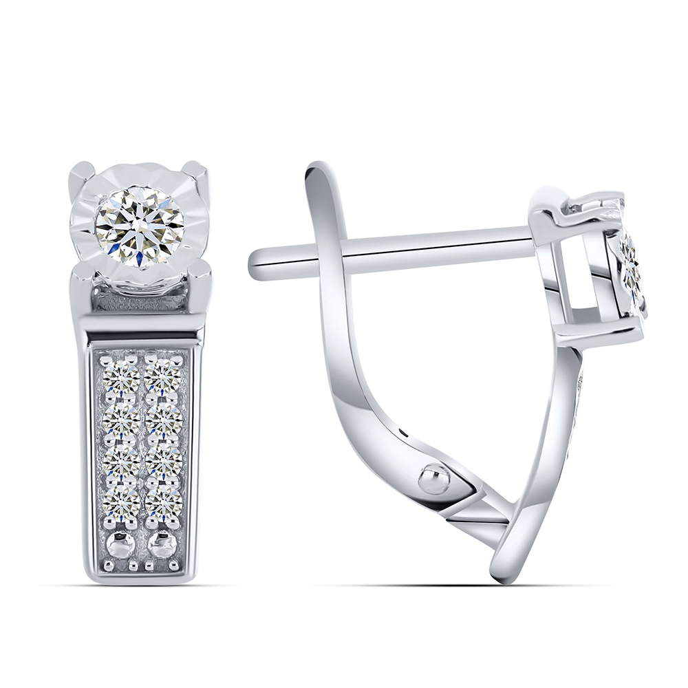 Cercei din aur alb cu pietre Diamant