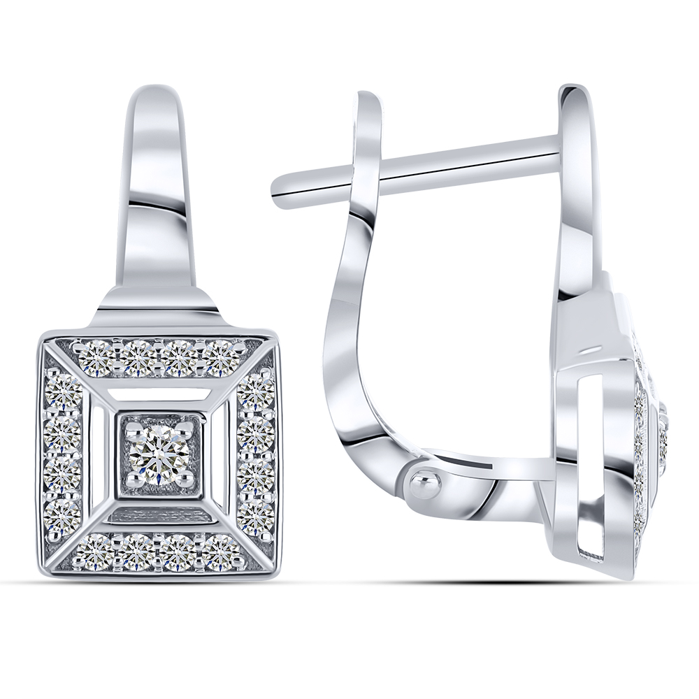 Cercei din aur alb cu pietre Diamant