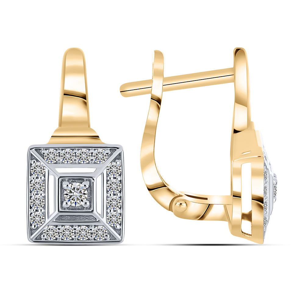 Серьги из красного золота с камнями Бриллиант