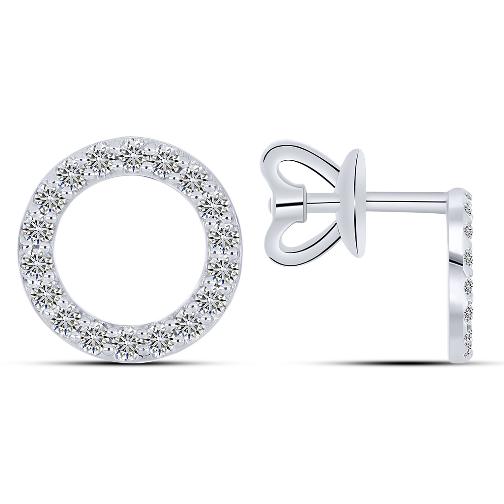 Cercei Pusete din aur alb cu pietre Diamant