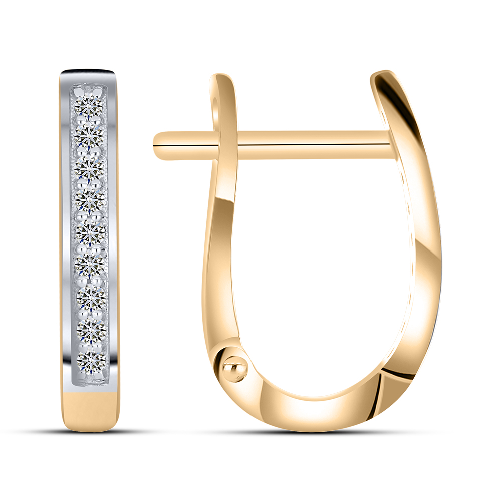 Серьги из красного золота с камнями Бриллиант