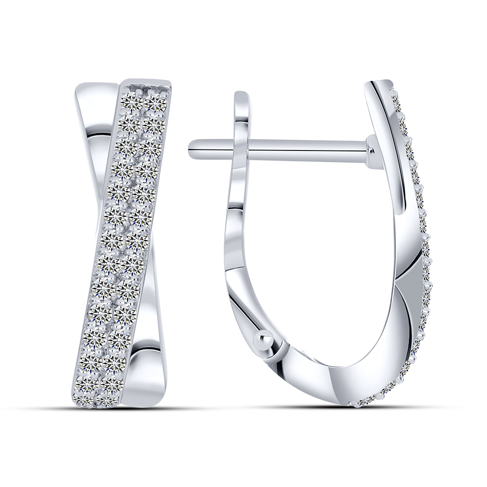 Cercei din aur alb cu pietre Diamant