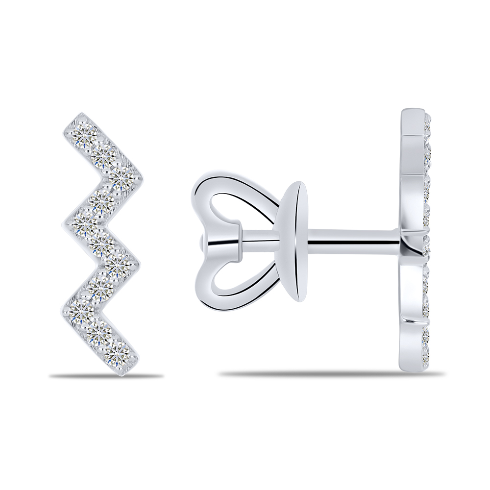 Cercei Pusete din aur alb cu pietre Diamant