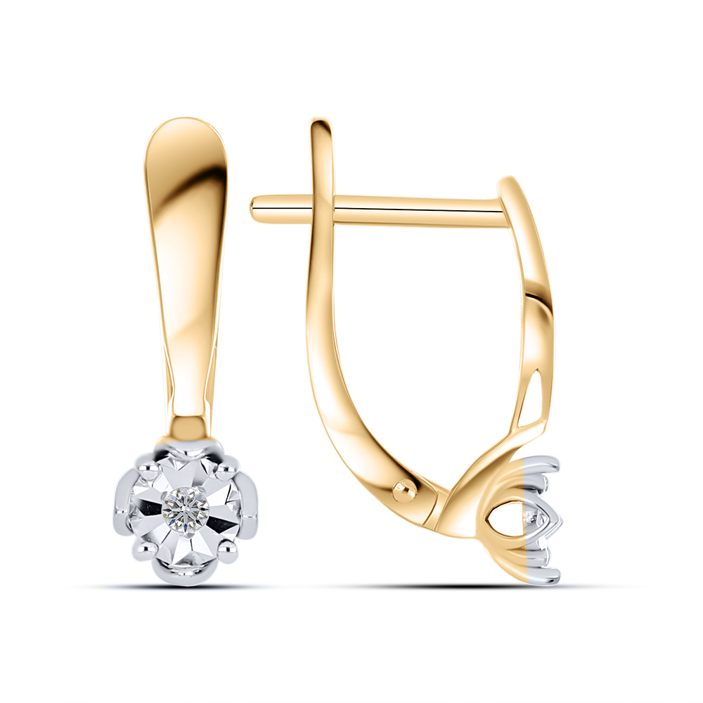 Cercei din aur roșu cu pietre Diamant