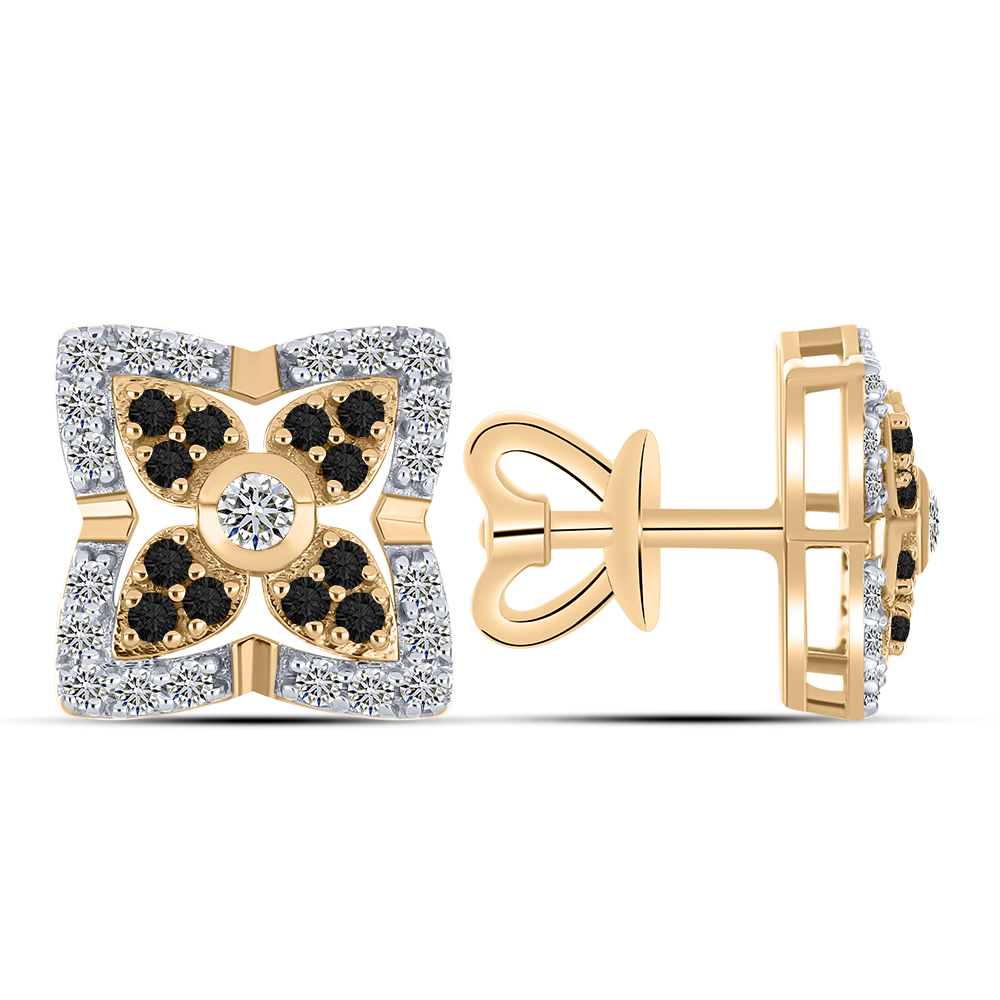 Cercei Pusete din aur roșu cu pietre Diamant, Diamant negru