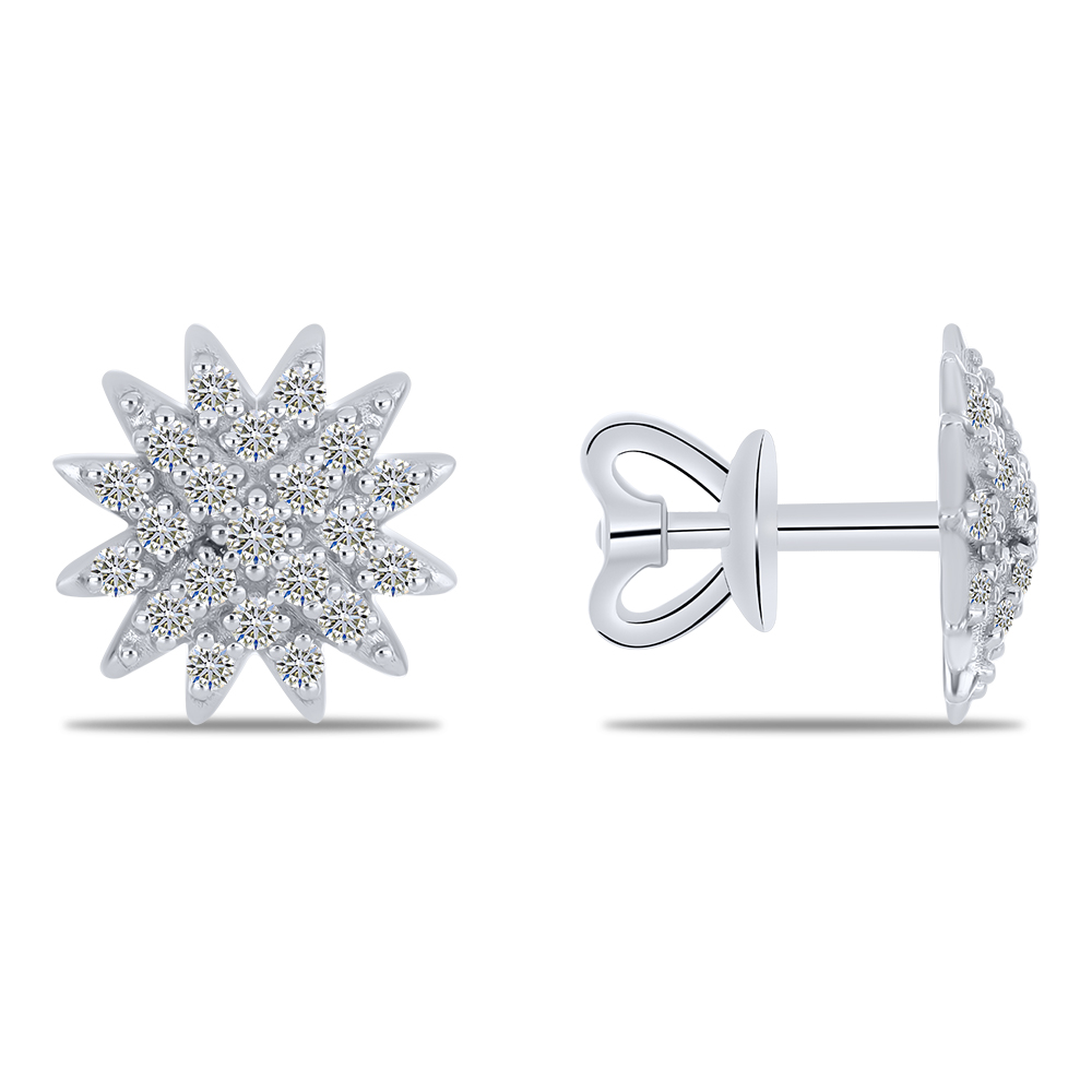 Cercei Pusete din aur alb cu pietre Diamant