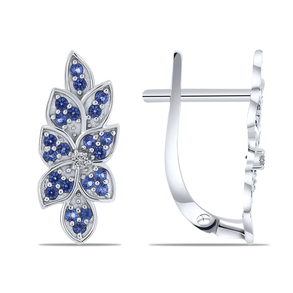 Cercei din aur alb cu Diamant, Nanosafir