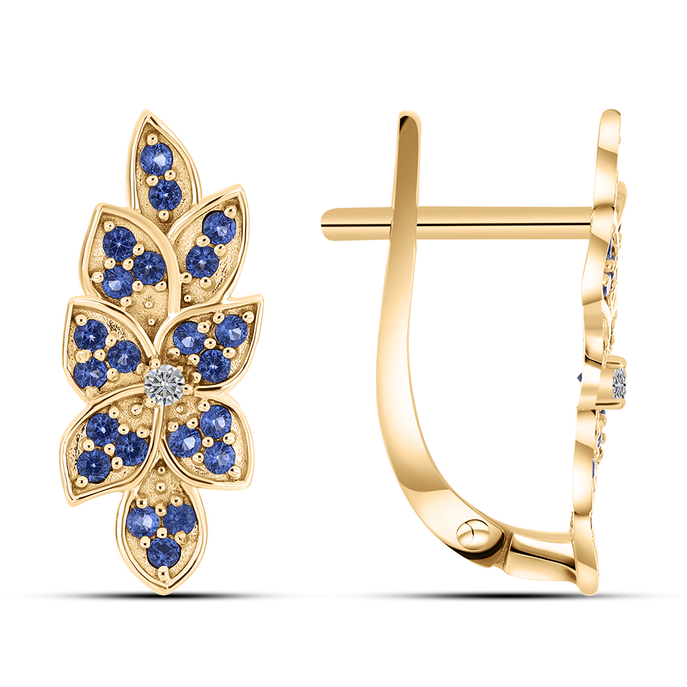 Серьги из красного золота с камнями Бриллиант, Нано сапфир