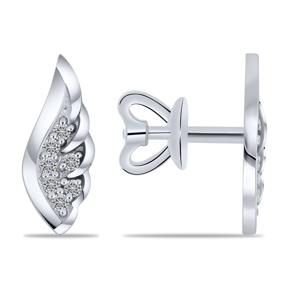 Cercei Pusete din aur alb cu pietre Diamant