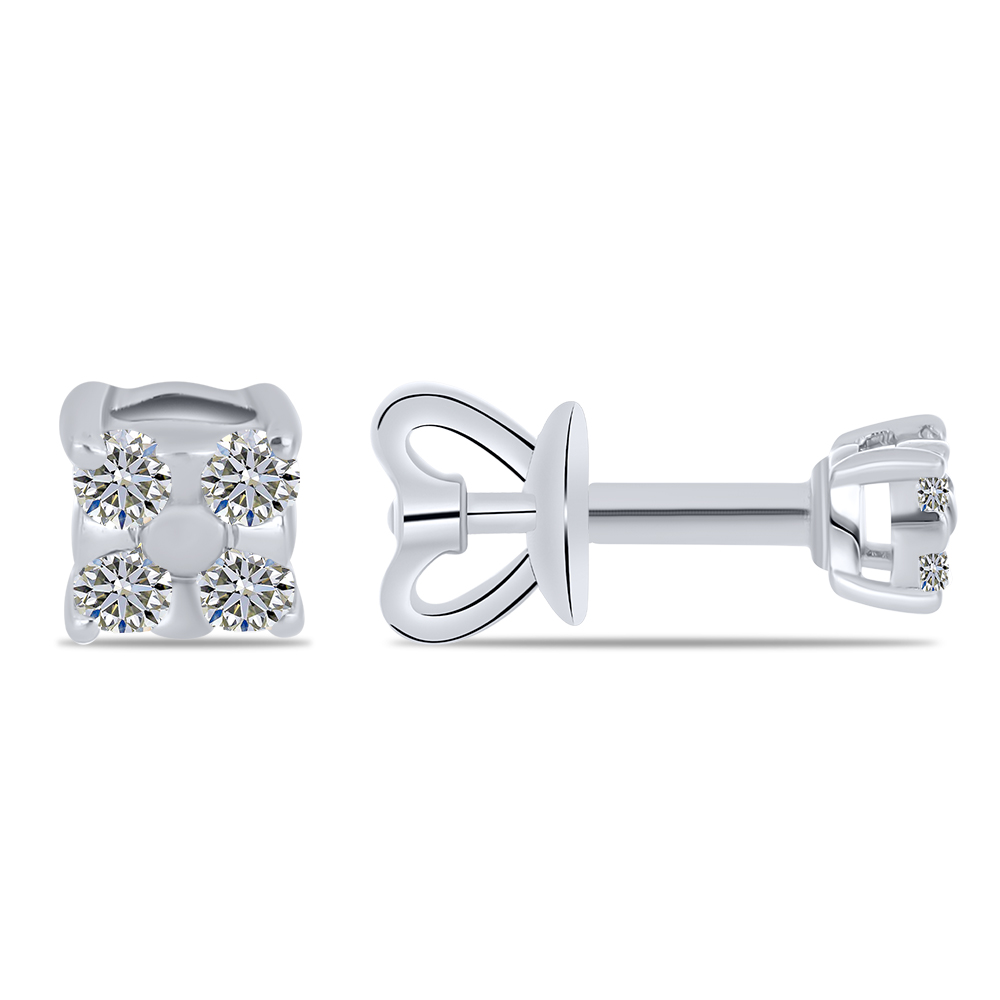 Cercei Pusete din aur alb cu pietre Diamant