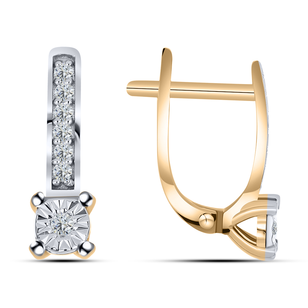 Серьги из красного золота с камнями Бриллиант