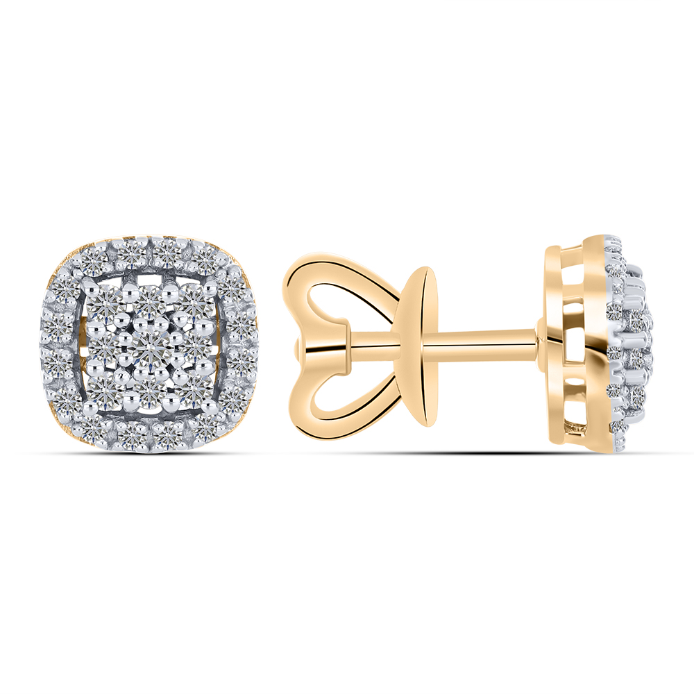 Серьги Пусеты из красного золота с камнями Бриллиант