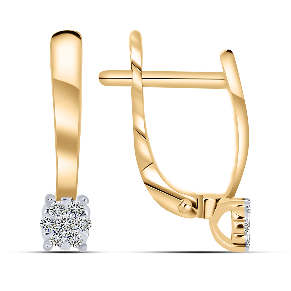 Серьги из красного золота с камнями Бриллиант