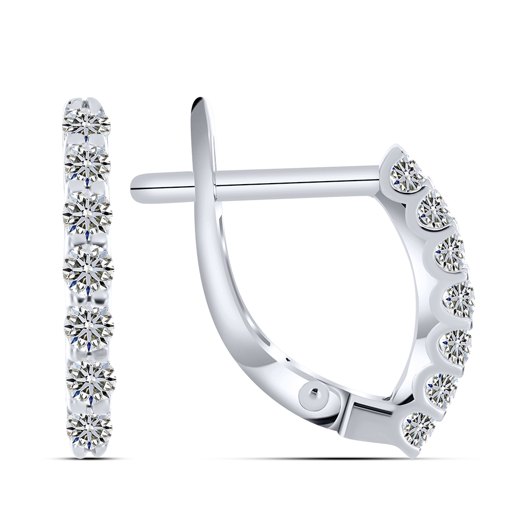 Cercei din aur alb cu pietre Diamant