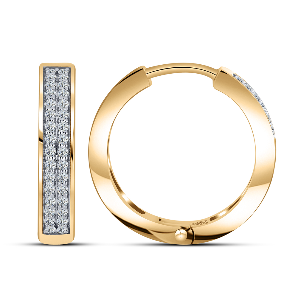 Cercei Creole din aur roșu cu pietre Cubic Zirconia Incolor
