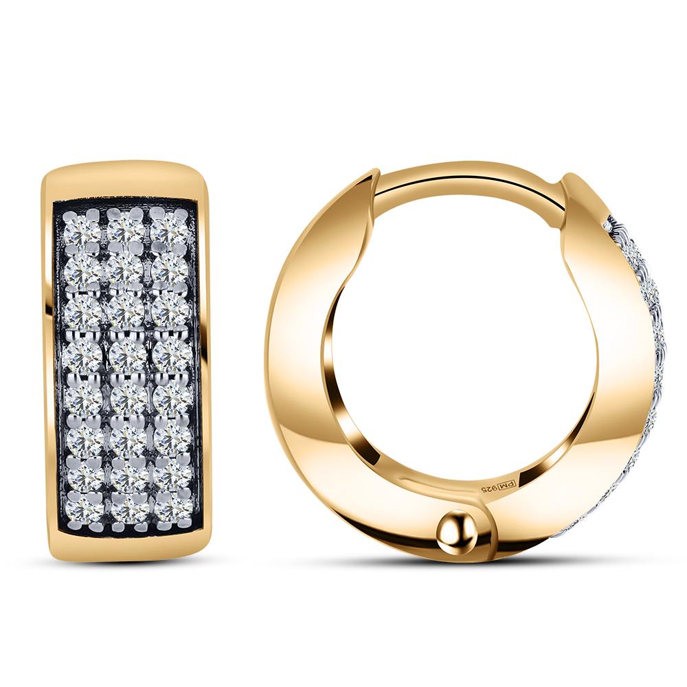 Cercei Creole din aur roșu cu pietre Cubic Zirconia Incolor